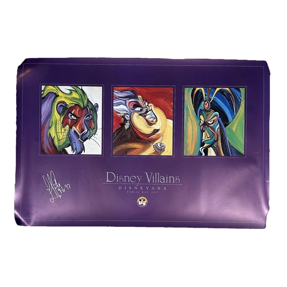 1997 DISNEY VILLAINS! DISNEYANA CONVENTION Poster AUTOGRAPHED By Artist LE